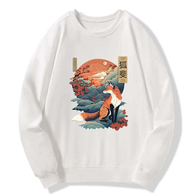 Tokyo-Tiger Japanese Kitsune Fox Sakura Sweatshirt