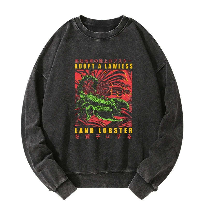 Tokyo-Tiger Adopting A Land Lobster Japanese Washed Sweatshirt