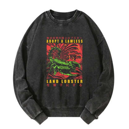 Tokyo-Tiger Adopting A Land Lobster Japanese Washed Sweatshirt