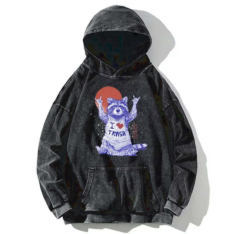 Tokyo-Tiger I love Trash Washed Hoodie