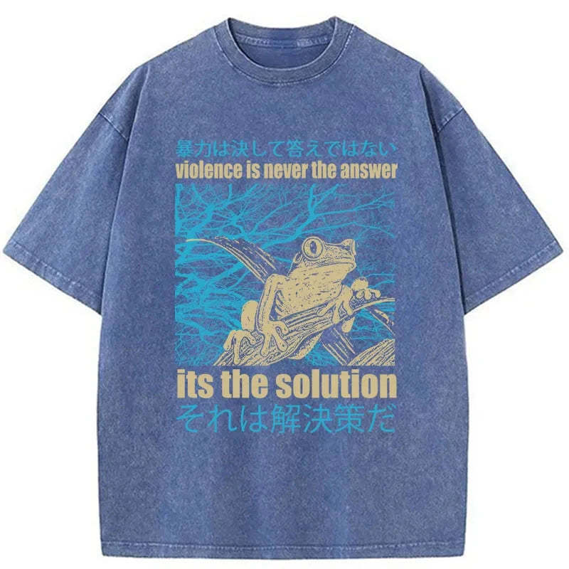 Tokyo-Tiger Violence Is Never The Answer Its The Solution Washed T-Shirt