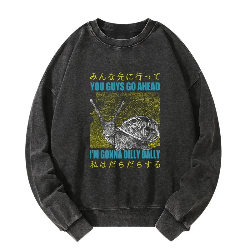 Tokyo-Tiger Slow Snail Japanese Washed Sweatshirt Sale
