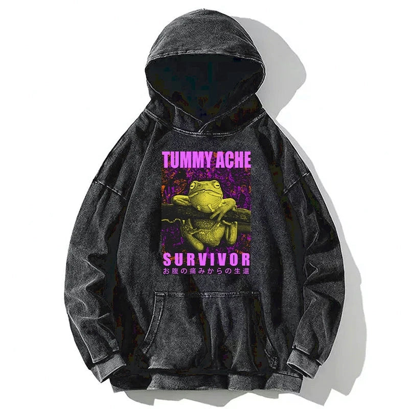Tokyo-Tiger A Frog With Stomachache Washed Hoodie