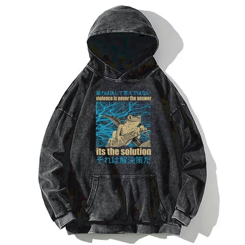 Tokyo-Tiger Violence Is Never The Answer Its The Solution Washed Hoodie