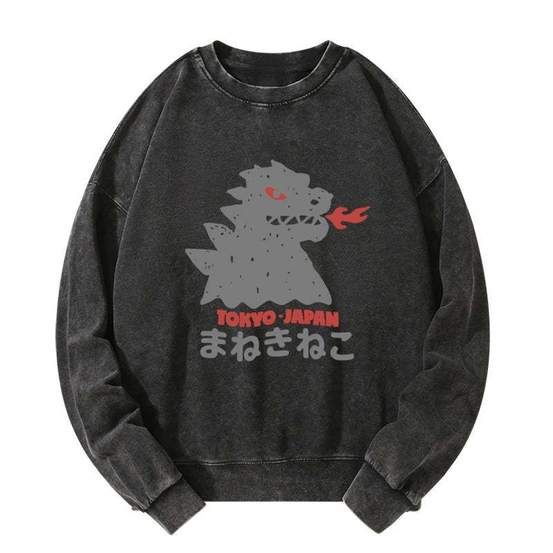 Tokyo-Tiger Japanese Fortune Cat Washed Sweatshirt