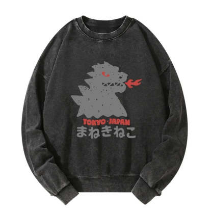 Tokyo-Tiger Japanese Fortune Cat Washed Sweatshirt