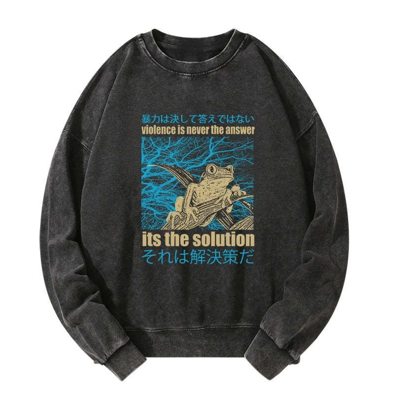 Tokyo-Tiger Violence Is Never The Answer Its The Solution Washed Sweatshirt