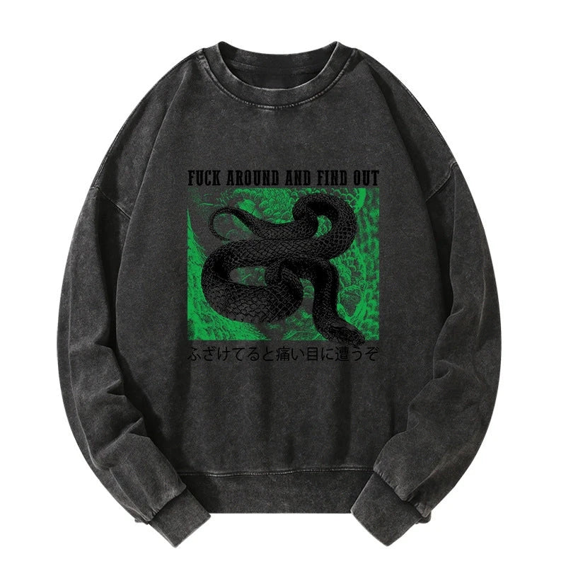 Tokyo-Tiger Cold And Heartless Snake Washed Sweatshirt