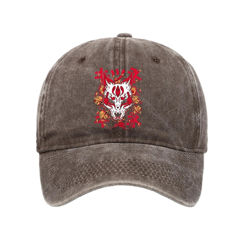 Tokyo-Tiger Japanese Kitsune Mask Washed Cap