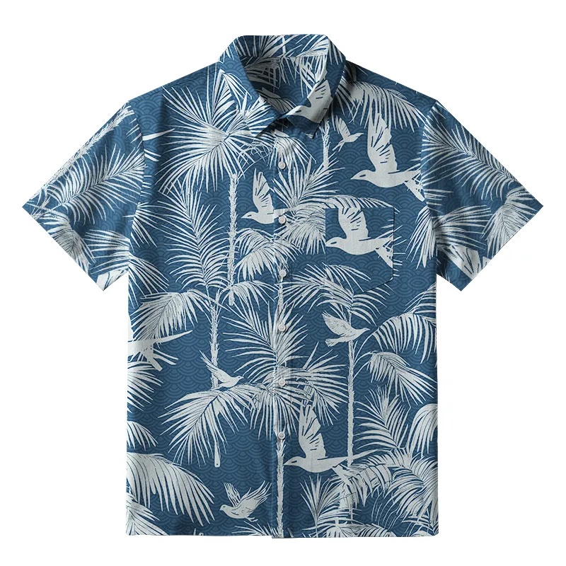 Tokyo-Tiger Palm Tree And Flying Birds Button-up Shirt Sale
