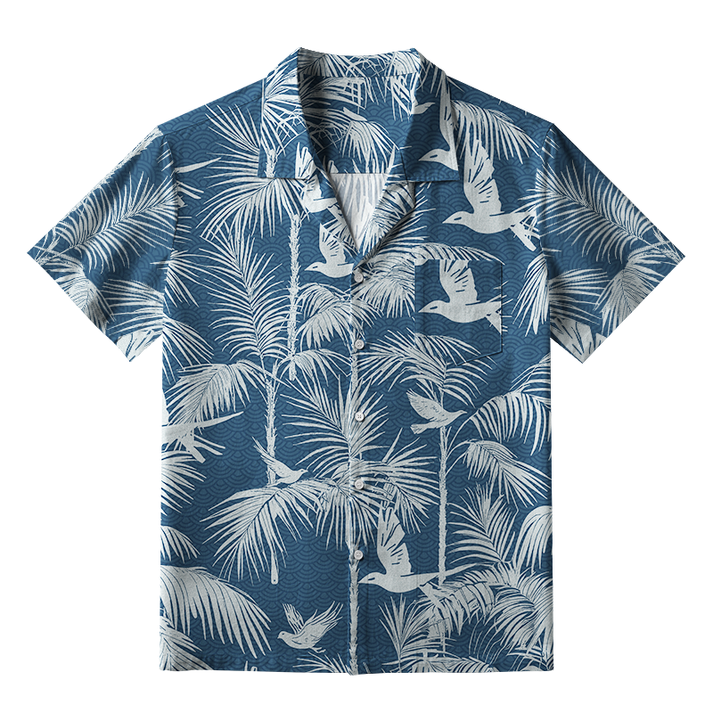 Tokyo-Tiger Palm Tree And Flying Birds Aloha Hawaiian Shirt