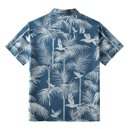 Tokyo-Tiger Palm Tree And Flying Birds Button-up Shirt