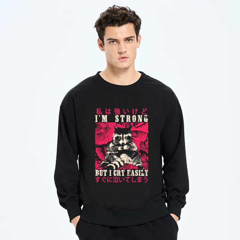 Tokyo-Tiger I Am Strong Raccoon Sweatshirt
