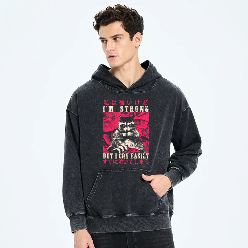 Tokyo-Tiger I Am Strong Raccoon Washed Hoodie