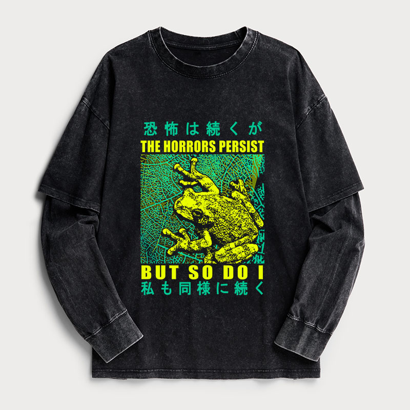 Tokyo-Tiger The Horrors Persist Frog Washed Fake Two-Piece T-Shirt