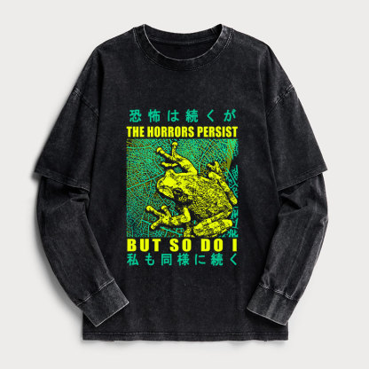 Tokyo-Tiger The Horrors Persist Frog Washed Fake Two-Piece T-Shirt