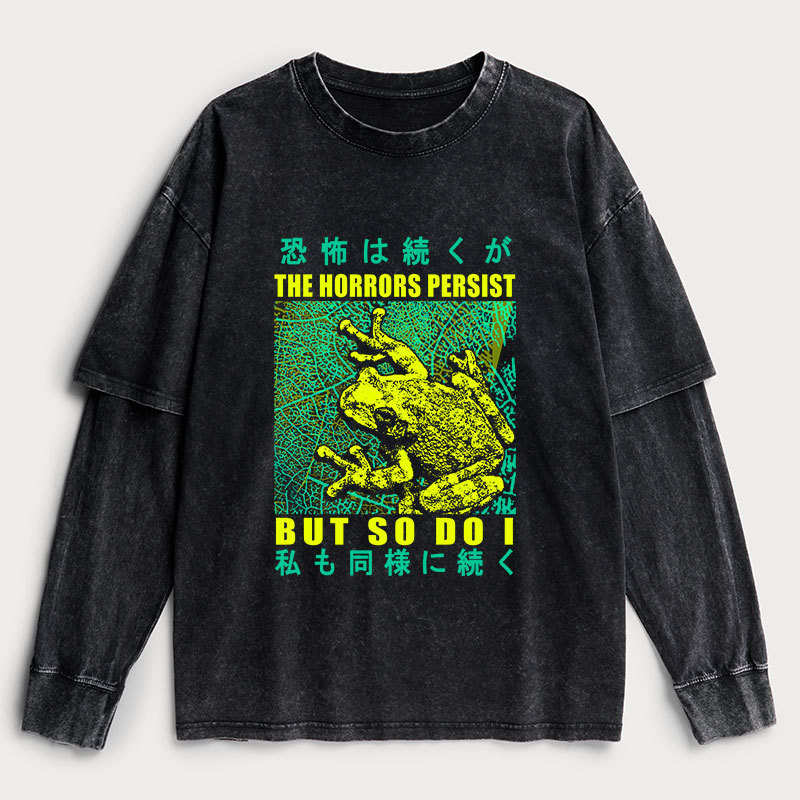 Tokyo-Tiger The Horrors Persist Frog Washed Fake Two-Piece T-Shirt