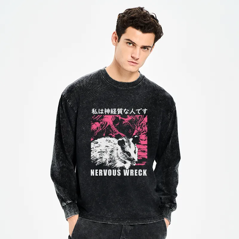 Tokyo-Tiger Nervous Wreck Washed Long Sleeve T-Shirt