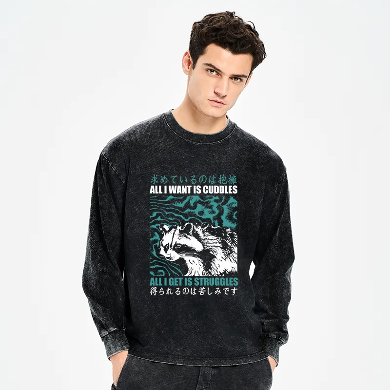 Tokyo-Tiger All I Get Is Struggles Washed Long Sleeve T-Shirt