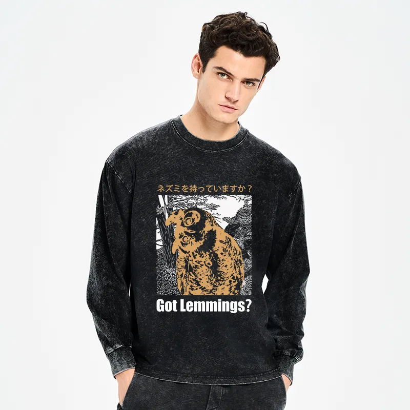 Tokyo-Tiger Do You Have Lemmings Japanese Washed Long Sleeve T-Shirt