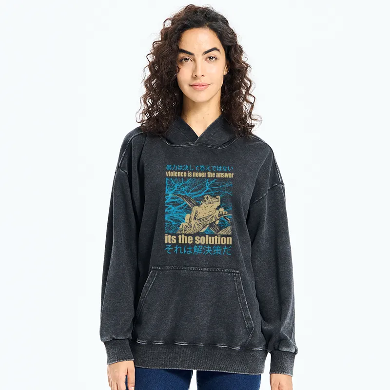 Tokyo-Tiger Violence Is Never The Answer Its The Solution Washed Hoodie