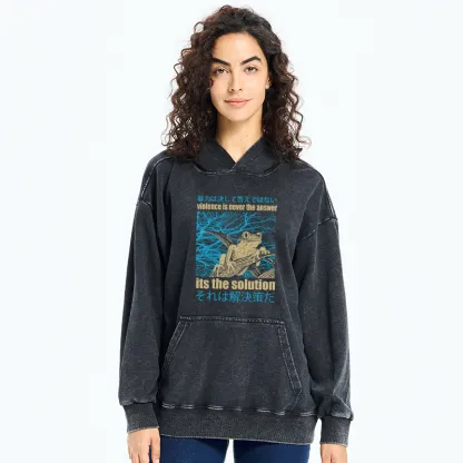 Tokyo-Tiger Violence Is Never The Answer Its The Solution Washed Hoodie