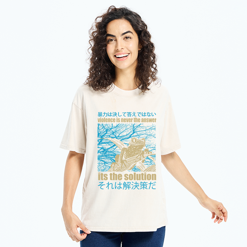 Tokyo-Tiger Violence Is Never The Answer Its The Solution Washed T-Shirt