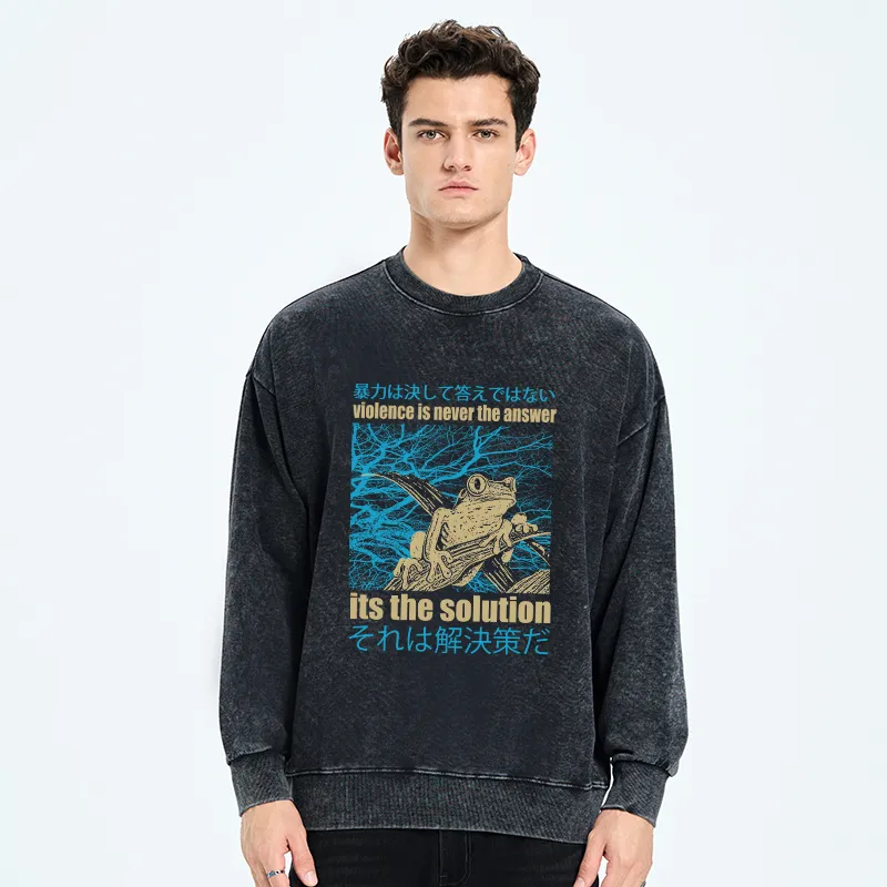 Tokyo-Tiger Violence Is Never The Answer Its The Solution Washed Sweatshirt