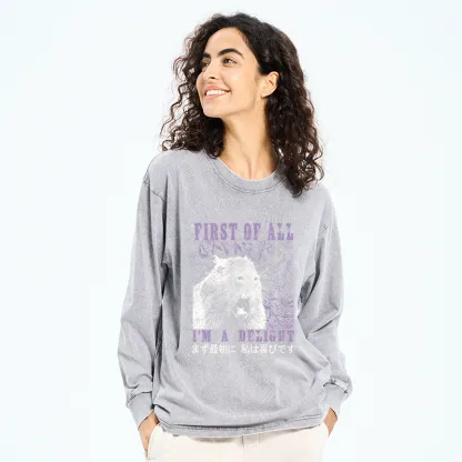 Tokyo-Tiger First Of All I'm A Delight Washed Long Sleeve T-Shirt