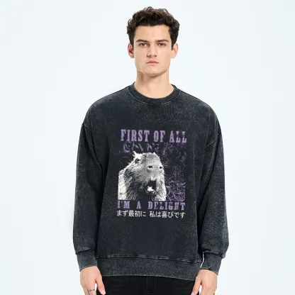 Tokyo-Tiger First Of All I'm A Delight Washed Sweatshirt