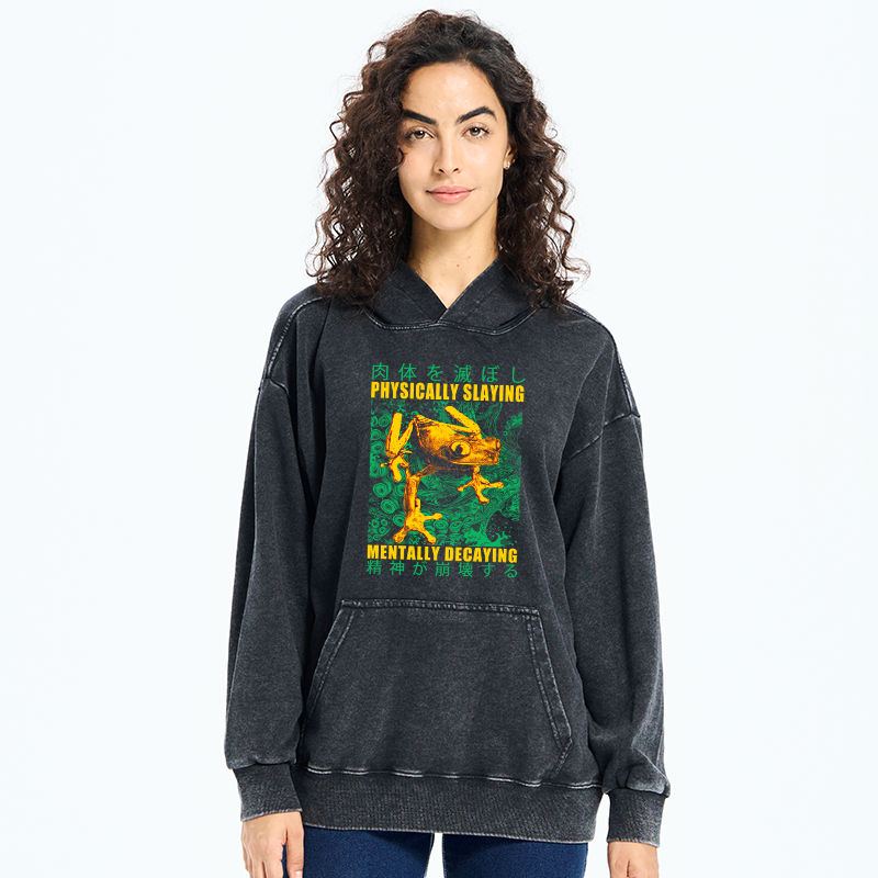 Tokyo-Tiger Physically Slaying Mentally Decaying Washed Hoodie