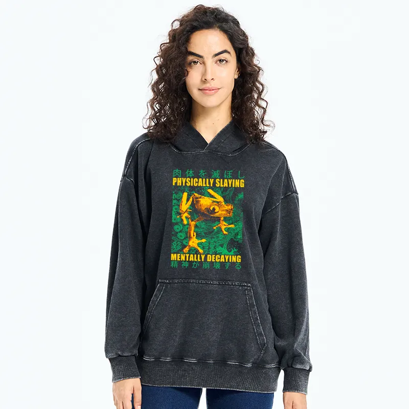Tokyo-Tiger Physically Slaying Mentally Decaying Washed Hoodie