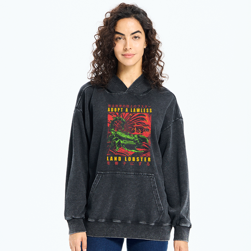 Tokyo-Tiger Adopting A Land Lobster Japanese Washed Hoodie