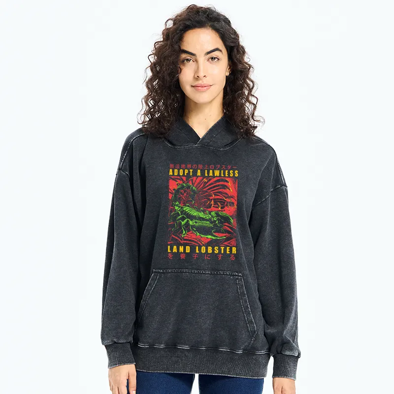 Tokyo-Tiger Adopting A Land Lobster Japanese Washed Hoodie