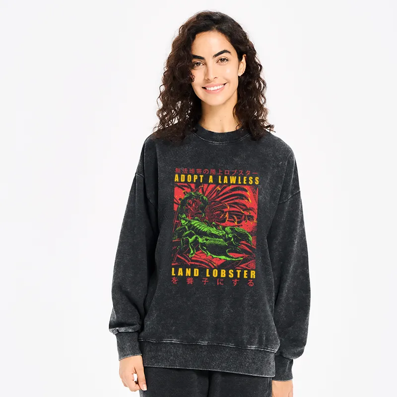 Tokyo-Tiger Adopting A Land Lobster Japanese Washed Sweatshirt
