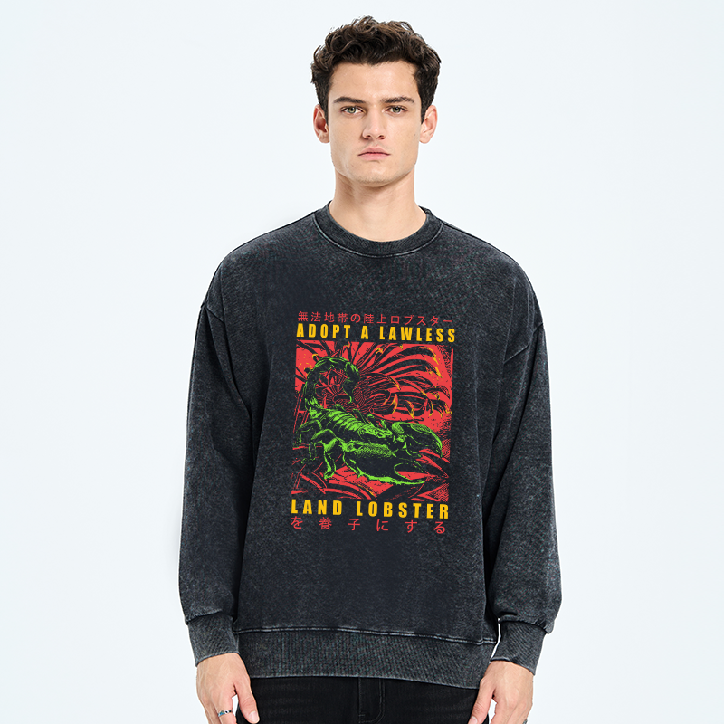 Tokyo-Tiger Adopting A Land Lobster Japanese Washed Sweatshirt