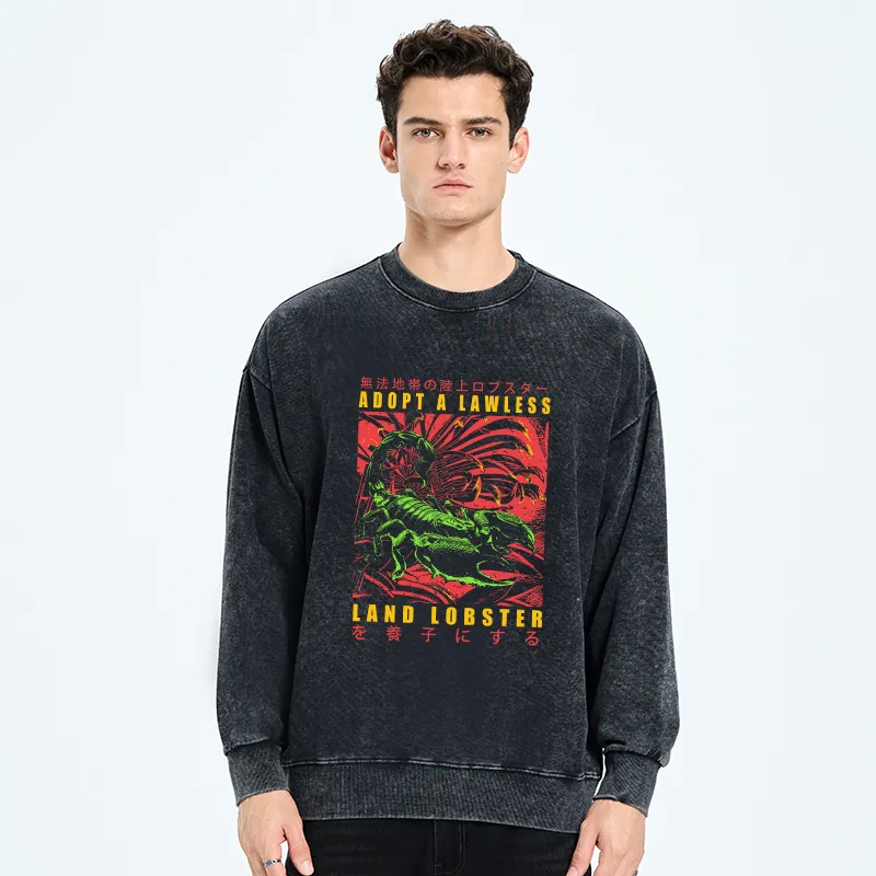 Tokyo-Tiger Adopting A Land Lobster Japanese Washed Sweatshirt