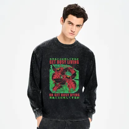 Tokyo-Tiger Busy Bee Japanese Washed Long Sleeve T-Shirt