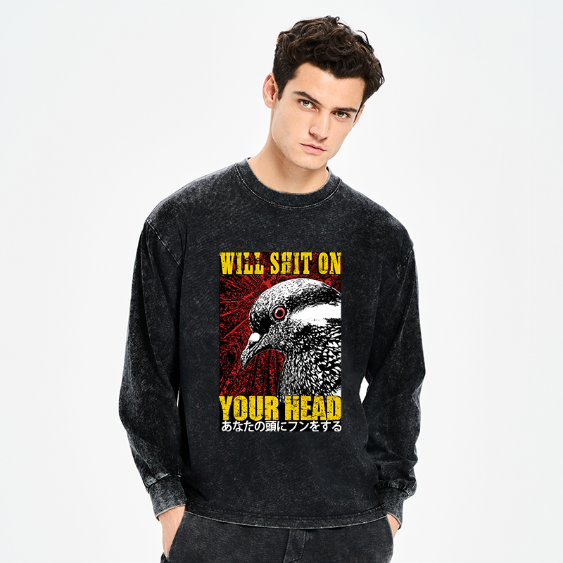 Tokyo-Tiger Pigeon Will Shit On Your Head Washed Long Sleeve T-Shirt
