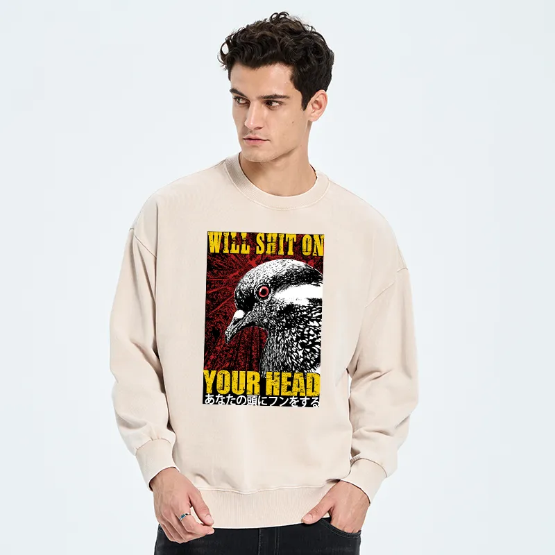 Tokyo-Tiger Pigeon Will Shit On Your Head Washed Sweatshirt