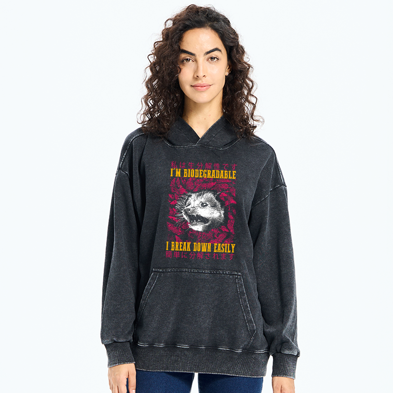 Tokyo-Tiger An Easily Breakable Opossum Washed Hoodie