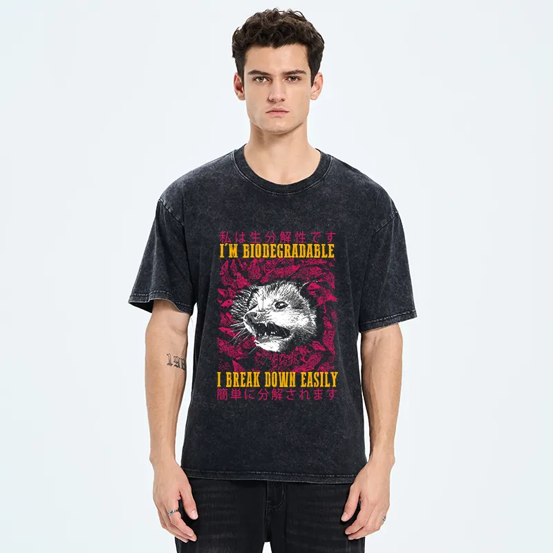 Tokyo-Tiger An Easily Breakable Opossum Washed T-Shirt