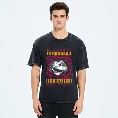 Tokyo-Tiger An Easily Breakable Opossum Washed T-Shirt