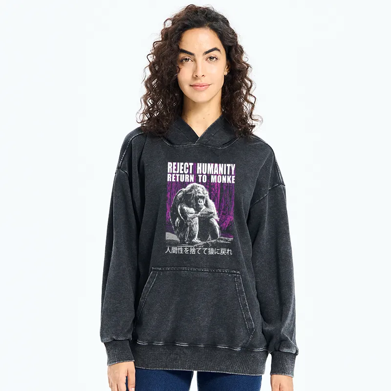 Tokyo-Tiger Reject Humanity Return To Monkey Washed Hoodie