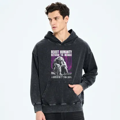 Tokyo-Tiger Reject Humanity Return To Monkey Washed Hoodie