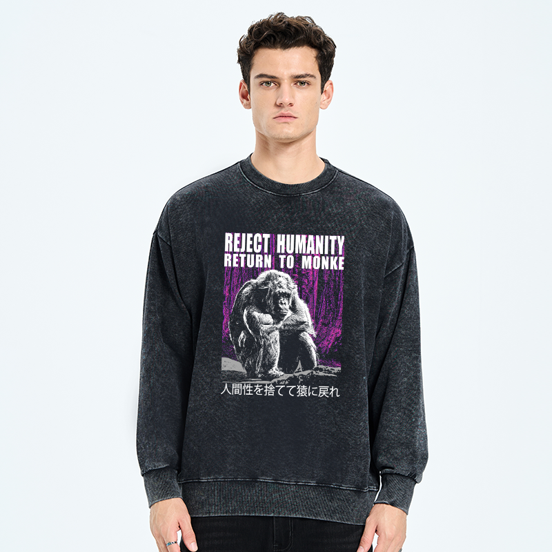 Tokyo-Tiger Reject Humanity Return To Monkey Washed Sweatshirt