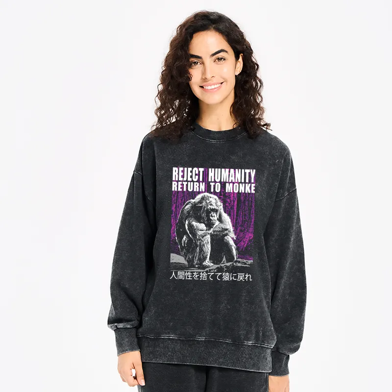 Tokyo-Tiger Reject Humanity Return To Monkey Japan Washed Sweatshirt