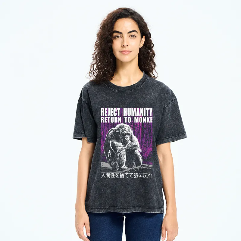Tokyo-Tiger Reject Humanity Return To Monkey Washed T-Shirt