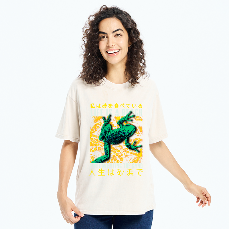 Tokyo-Tiger Life Is A Beach I'M Eating The Sand Washed T-Shirt