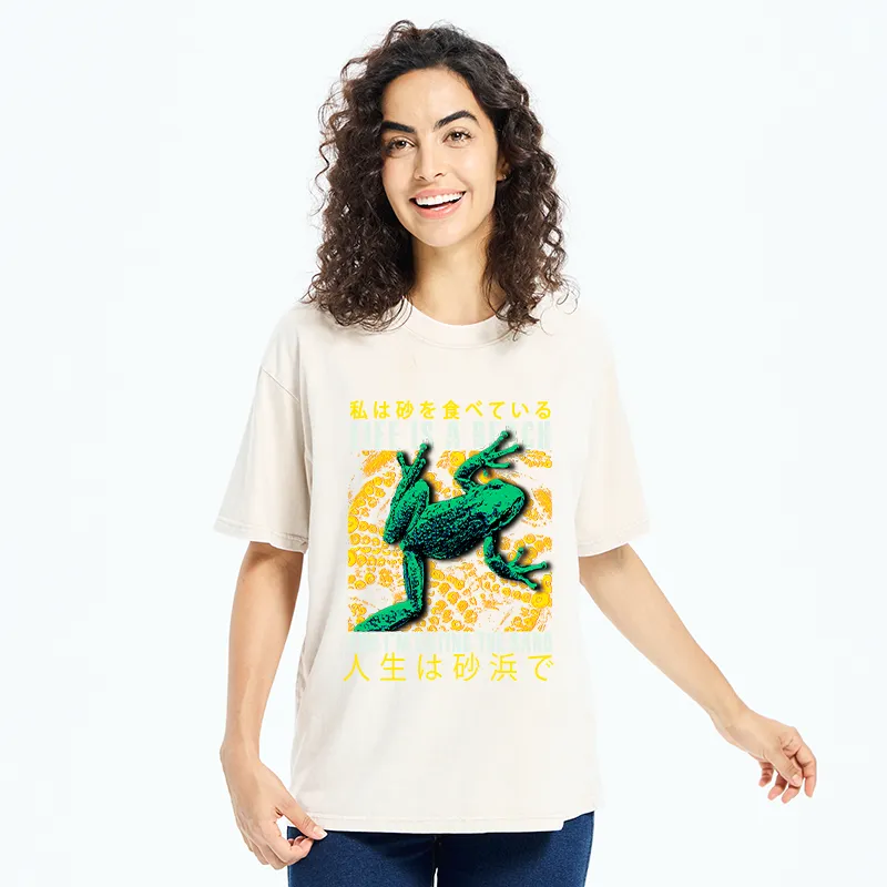Tokyo-Tiger Life Is A Beach I'M Eating The Sand Washed T-Shirt